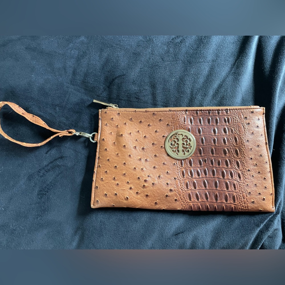 Faux Ostrich Clutch